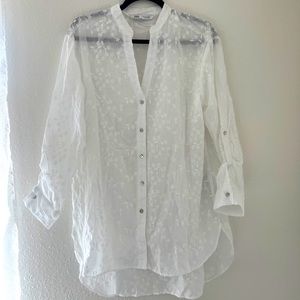 Zara See Through Button Up Shirt Long Size Small